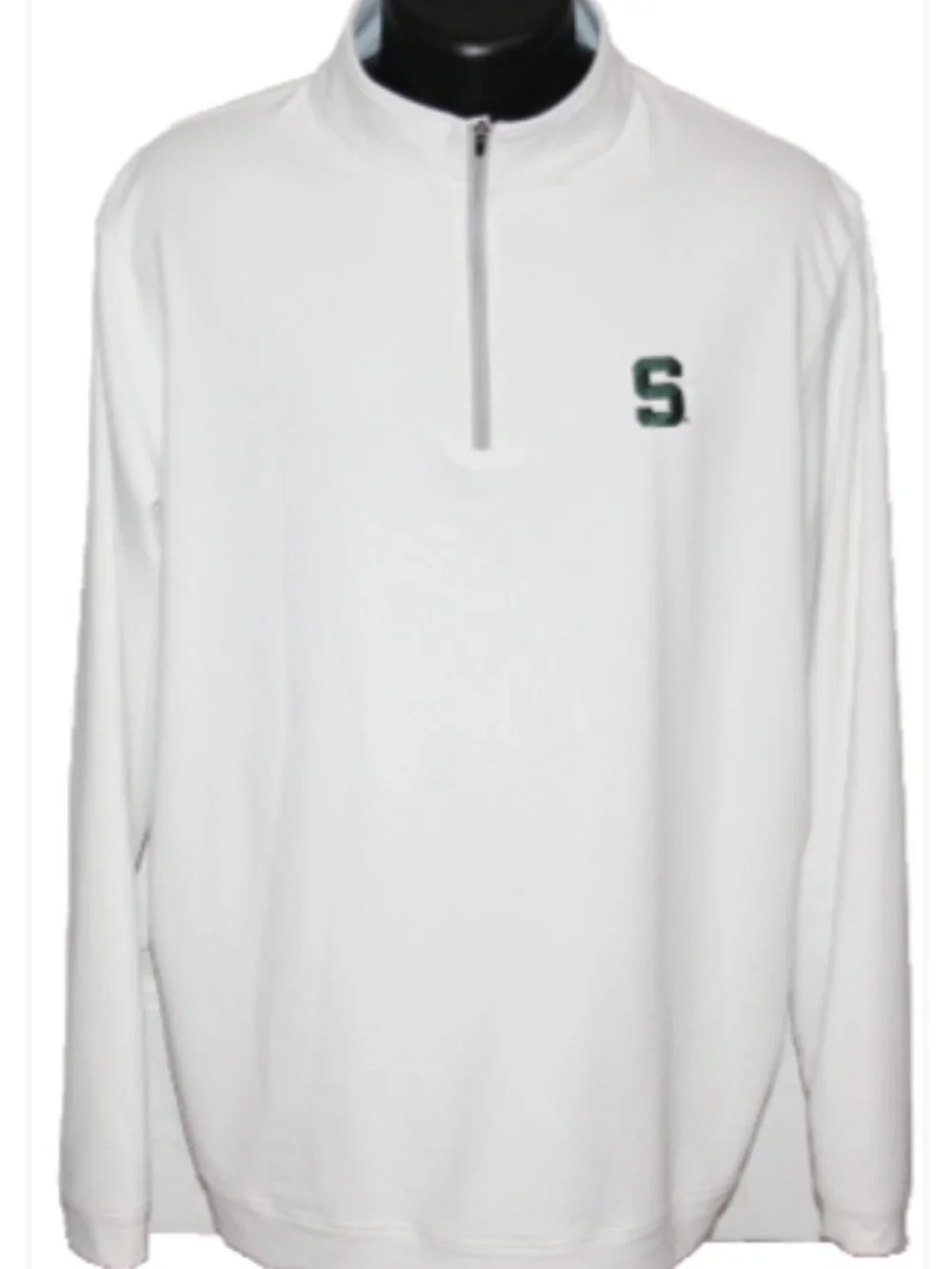 Peter Millar Crown Comfort Michigan State Performance Pullover XL White